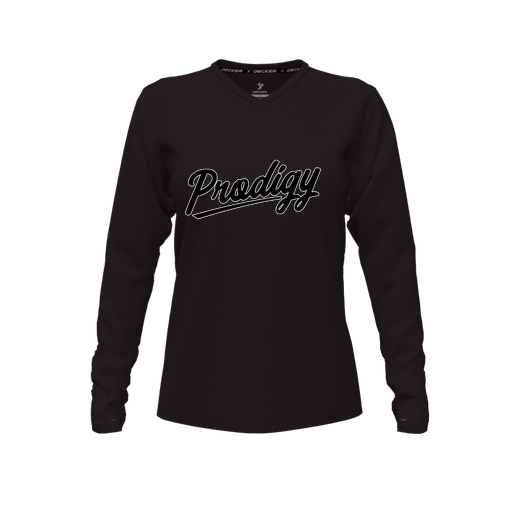 [FTLVCFBK-FYXS-LOGO2] Decker Comfort T-Shirt (Female Youth XS, Black, V Neck, Logo 2, Long Sleeve)