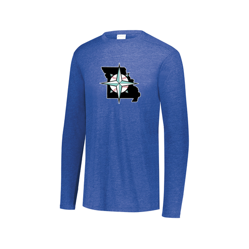 [3075.U55.XS-LOGO3] Decker Men's Tri-Blend T-Shirt - Long Sleeve (Adult XS, Royal, Logo 3)